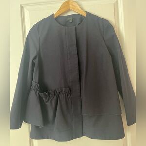 COS navy short jacket asymmetrical ruffled size 2